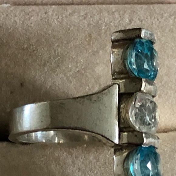 NWOT Sterling Silver Lab Created Pariba & White Topaz Ring - Picture 7 of 8